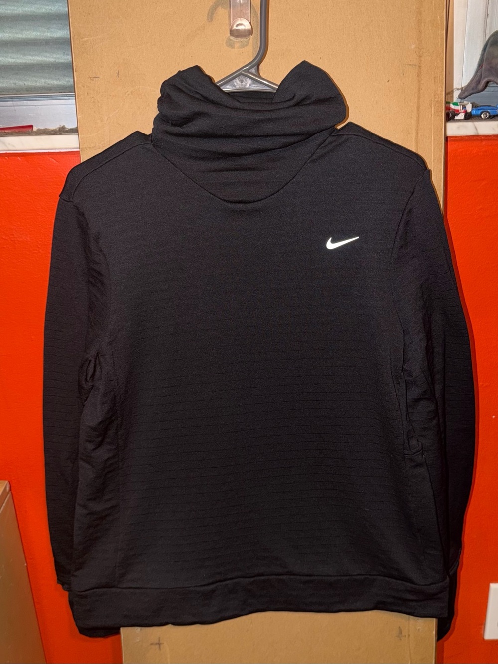 Nike Black Therma-Fit Turtleneck Textured Pullover Sweater